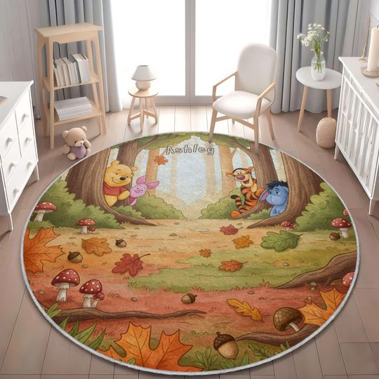 Discover Personalized Winnie the Pooh Nursery Rug, Forest Friends Play Mat