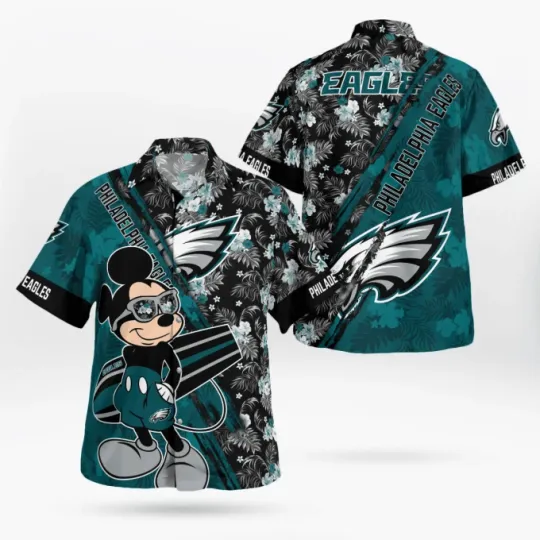 Discover Philadelphia Eagles Mickey Mouse Floral Hawaii Shirt Men Women Unisex