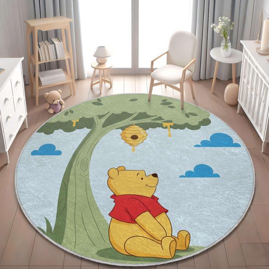 Discover Vintage Winnie the Pooh Nursery Rug, Playroom Decor
