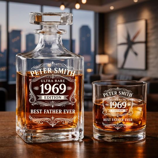 Discover Custom Bourbon Decanter Set, Personalized Whiskey Decanter for Men, Liquor Decanter for Husband Dad Boyfriend, Bourbon Lover Gift