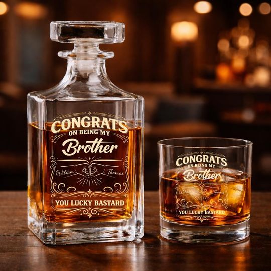 Discover Personalized Congrats On Being My Brother Whiskey Bottle, Brothers Gift, Custom Liquor Bottle for Friends Brothers, Birthday Gift for Him