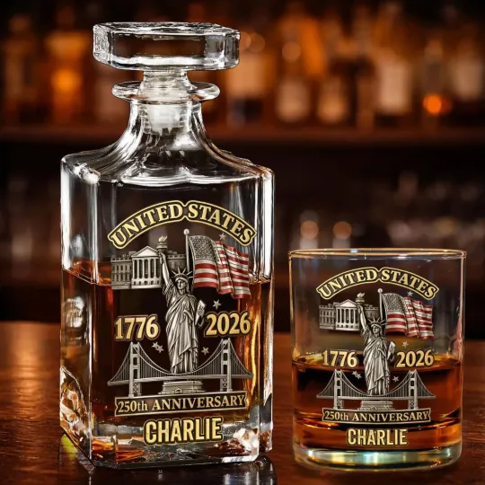 Discover Custom Statue of Liberty 1776-2026 USA 250th Anniversary Whiskey Decanter Set