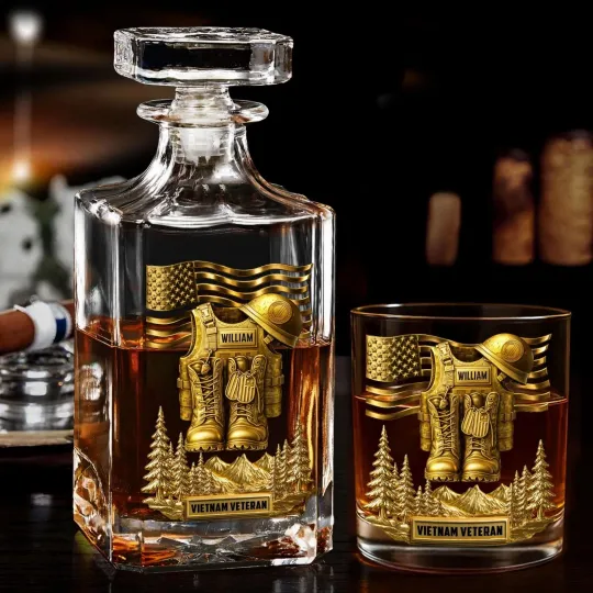 Discover Custom Vietnam Veteran Whiskey Decanter Set All Gave Some Military Gift Proudly