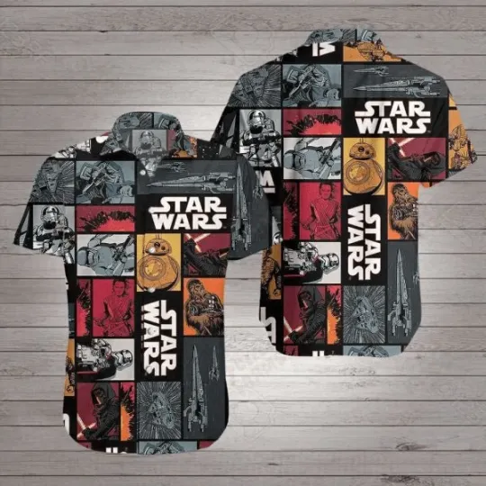 Discover Disney Star Wars Stormtrooper Bb8 Darth Vader Pattern Grey Aloha Hawaiian Shirt