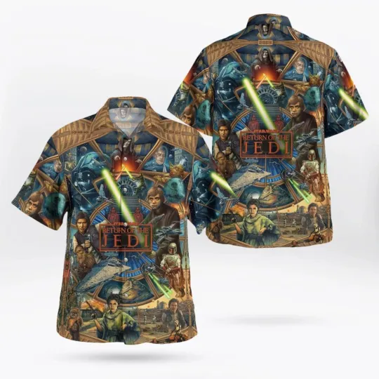 Discover Star Wars Of The Jedi Star Wars 2025 Anniversary Unisex Golden Hawaiian Shirt