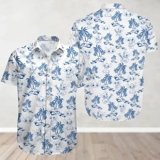 Discover Disney Hawaiian Blue Stitch Fruit Unisex Shirt