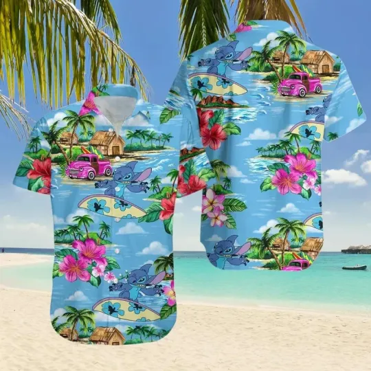 Discover Disney Stitch Surfing Summer Tropical Shirt Holidays Men Women Unisex