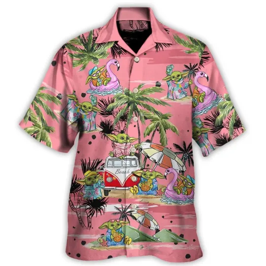 Discover Star Wars Disney Baby Yoda Pink Hawaiian Shirt