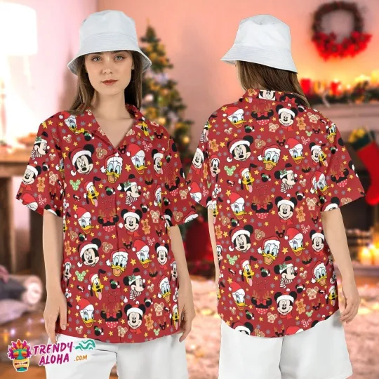Discover Disney Santa Mickey Friends Christmas Cookies Hawaiian Shirt For Family Trip