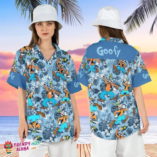 Discover Disney Goofy Tropical Leaves Hibiscus Vacation Hawaiian Shirt For Family Trip