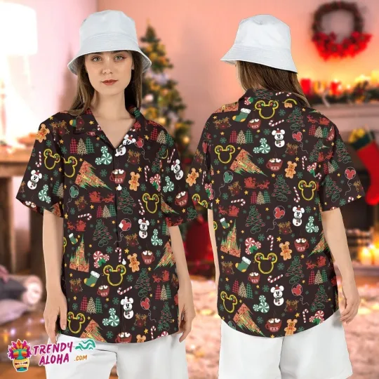 Discover Disney Magic Kingdom Christmas Snack Party Xmas Hawaiian Shirt For Family Trip