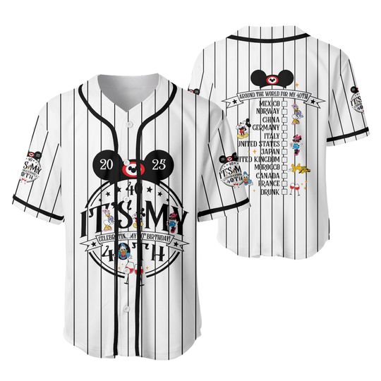 Discover It's My 40th Birthday Baseball Jersey, Epcot Drinking Around the World Birthday Jersey, Magic Kingdom Matching Family