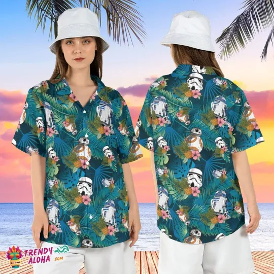 Discover Disney Star Wars Tropical Edge Droids Pineapple Hawaiian Shirt For Family Trip