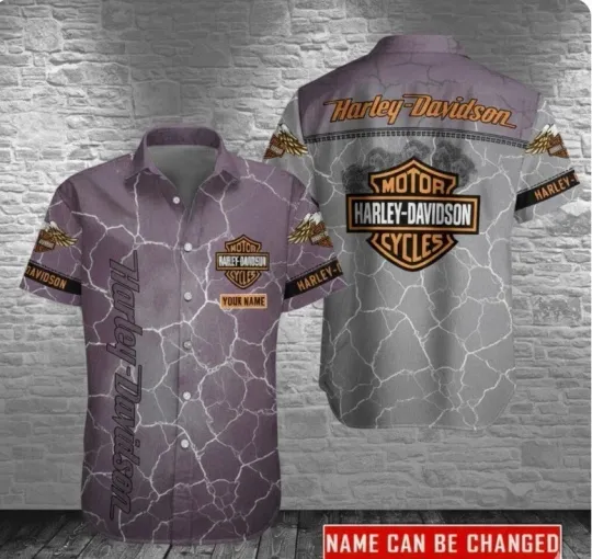 Discover Personalized Haarleyy Davidson Button Down Hawaiian Shirt, Unisex Size S - 5XL