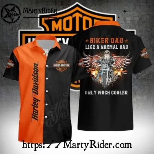 Discover Biker Dad Wings Graphic Harley Motor Racing Davidsonn Hawaiian Shirt