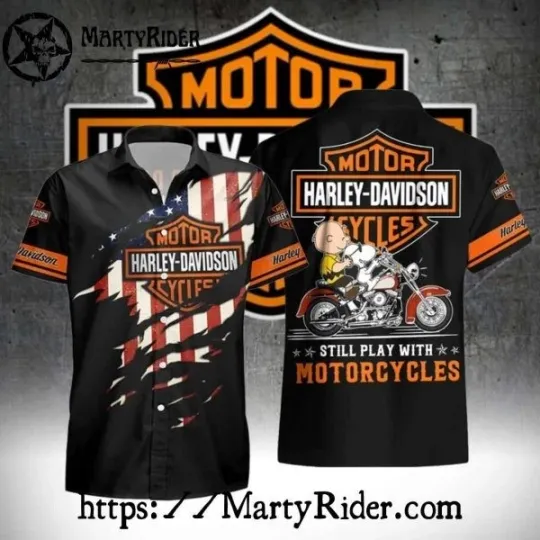Discover Charlie Brown Ride Harley Motor Racing Davidsonn Hawaiian Shirt