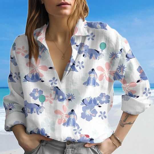 Discover Disney Eeyore Women's Blouse Long Sleeve Shirt for Summer