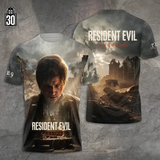 Discover Resident Evil Requiem x Leon Scott Kennedy 2026 3D Apparel unisex T-shirt