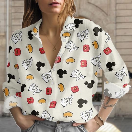 Discover Mickey Mouse Cartoon Blouse for Women, Disney Top, Women's Shirt, Gift for Disney Fans