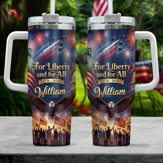 Discover Custom Patriotic Eagle 40oz Tumbler, USA Flag Liberty 1776-2026