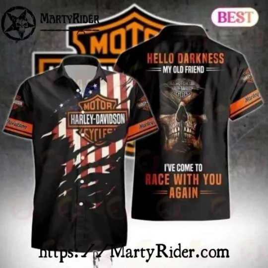 Discover American Flag Rip Harley Motor Racing Davidsonn Aloha Shirt With Quote