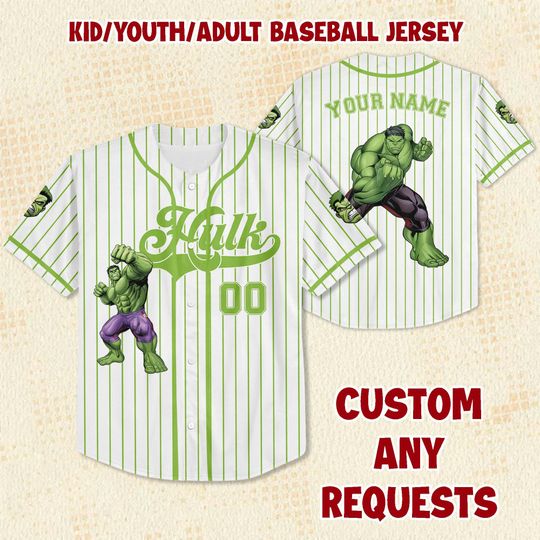 Discover Personalized Hulk Marvel Baseball Jersey, Superhero Kids Shirt, Matching Group Outfit