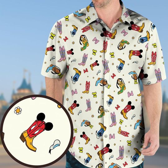 Discover Mickey Mouse Hawaiian Shirt, Disney Cowboy Button Shirt, Goofy Button-Down Shirt, Vacation Holiday Shirt