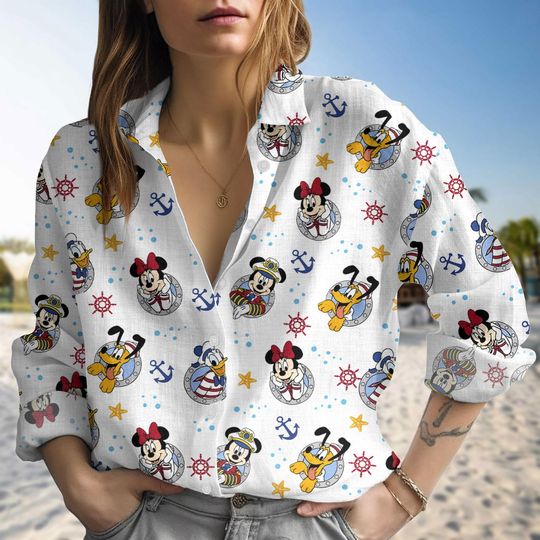 Discover Mickey Cruise Blouse Shirt for Women, Nautical Disney Sailor Top