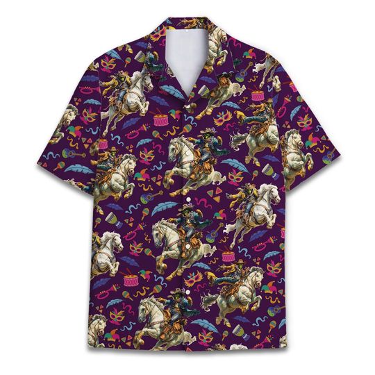 Alien Cowboy February Festival Hawaiian Shirt, Men's Short Sleeve Button-Down