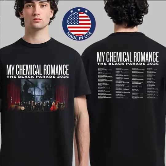 Discover MCR The Black Parade 2026 T-Shirt 20th Anniversary Tour Dates Two Sided Merch