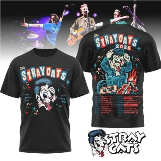Discover Stray Cats Rockabilly Band 2026 US Summer Tour T-Shirt S-3XL