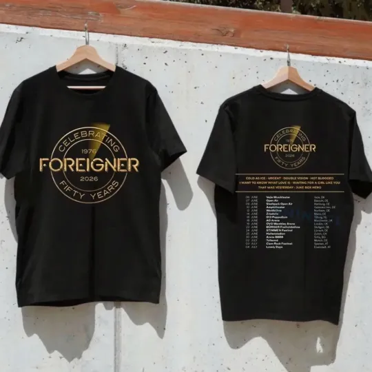 Discover 2 side Foreigner 50th Anniversary Shirt, Foreigner Tour 2026 T-Shirt VK10278
