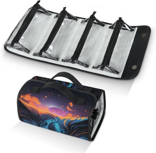 Clear Water Toiletry Bag Water Proof Travel Makeup Case Large Capacity 4 in 1 Foldable Cosmetics Storage