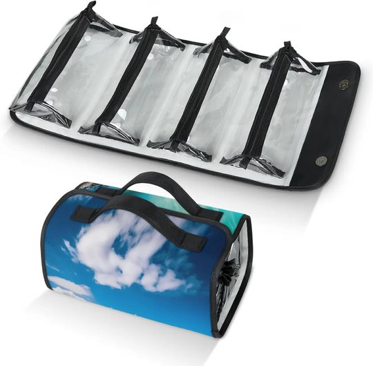Clear Water Toiletry Bag Water Proof Travel Makeup Case Large Capacity 4 in 1 Foldable Cosmetics Storage