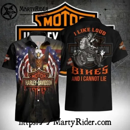 Discover American Eagle Loud Bikes Harley Motor Racing Davidsonn Aloha Shirt