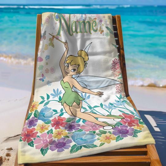 Discover Custom Disney Tinker Bell Flower Beach Towel, Disney Princess Beach Towel, Moana Characters Tropical Hawaii Towel, Summer Towel