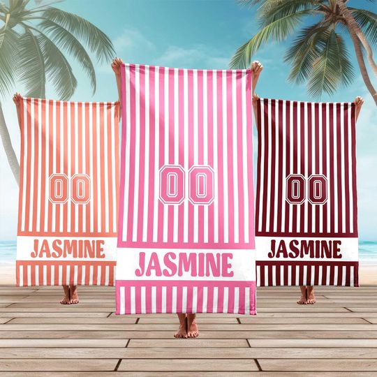 Discover Custom Beach Towel,Bridesmaid Gift Towel,Personalized Pool Party Towel,Best Gift,Personalized Gift,Vacation Gear,Name Bath Towel,Kids Towel