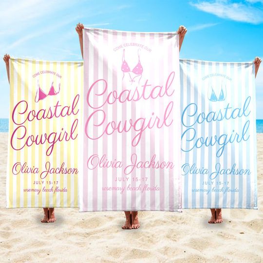 Custom Bachelorette Towels, Last Toast on The Coast Beach Towel, Beach Bachelorette Party Gifts, Personalized Bachelorette Party Favors