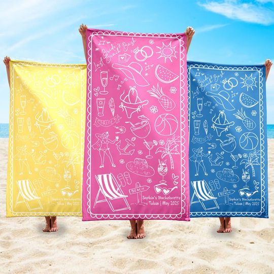 Discover Personalized Bachelorette Beach Towel, Custom Location and Name Bachelorette Party Pool Towel, Bachelorette Trip Gift, Bridesmaid Gift
