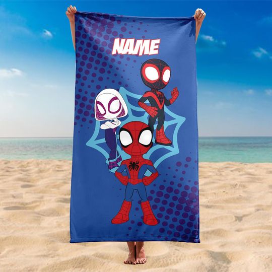 Disney Spidey And His Amazing Friends Beach Towel, Custom Superhero Beach Towel, Disney Trip, Birthday Gift, Christmas, Halloween Gift