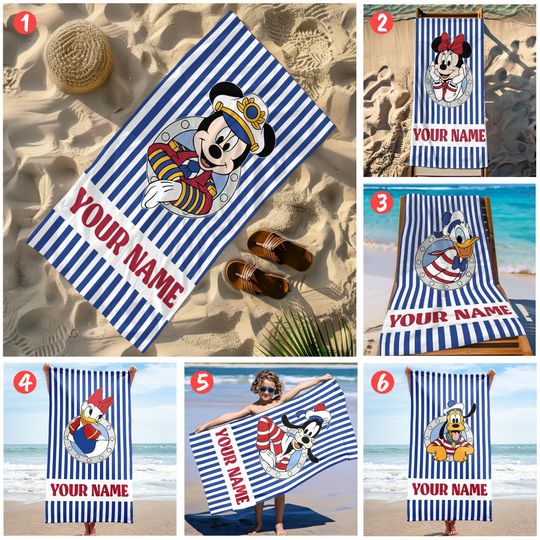 Discover Personalized Disneyt Cruise Characters Beach Towel, Disney Mickey And Friends Cruise Pool Party Towels, Bridesmaid Towel, Birthday Gift