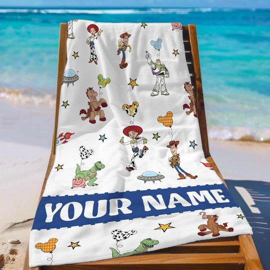 Discover Personalized Toy Story Woody Buzz Beach Towel, Pixar Fest Pool Party Towels, Andy's Room Birthday Gift Bridesmaid Towel, Birthday Gift