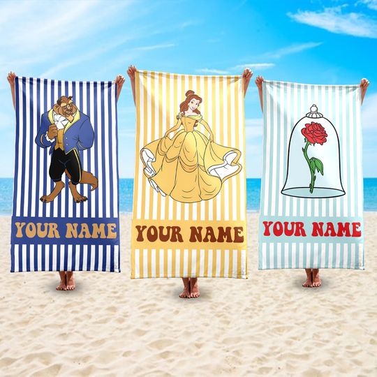 Discover Personalized Disney Beauty and the Beast All Characters Beach Towel, Disney Belle Pool Party Towels, Style Bridesmaid Towel, Birthday Gift