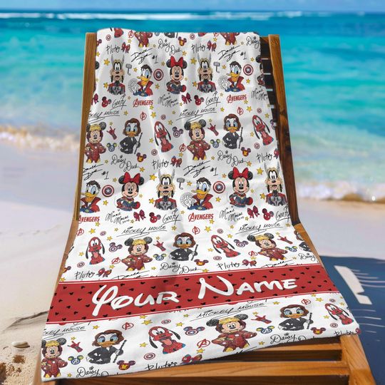 Discover Personalized Mickey Avengers Squad Beach Towel, Marvel Inspired Superhero Pool Party Towels, Bridesmaid Towel, Birthday Gift
