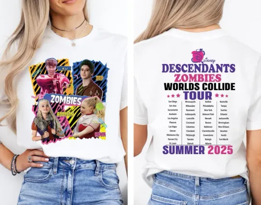 Discover Disney Descendants Zombies Worlds Collide Tour Summer 2026 T-Shirt
