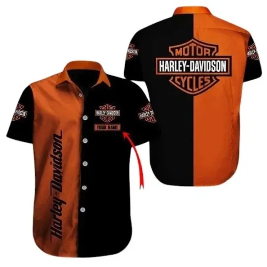 CUSTOM NAME Haarleyy Davidson BUTTON SHIRT HARLEY 3D Hawaiian Shirt For Men