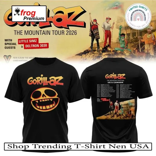 Discover Gorillaz The Mountain Tour 2026 Shirt North America Concert Tee Graphic T-Shirts