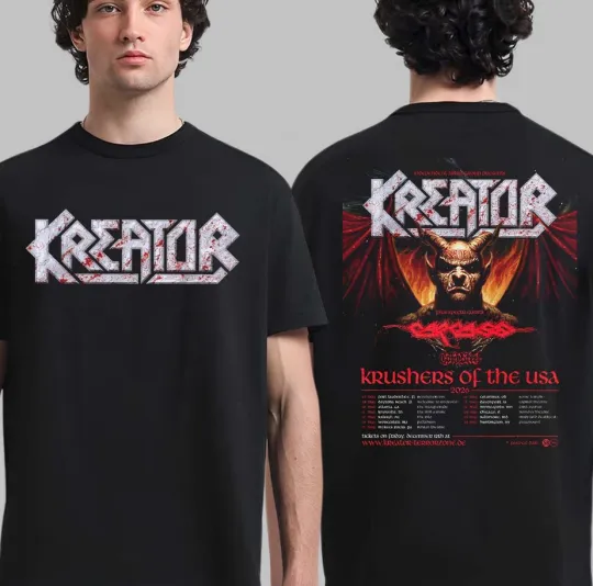Discover Kreator USA Tour 2026 Krushers Of The USA Dates Two-Sided Band T-Shirt