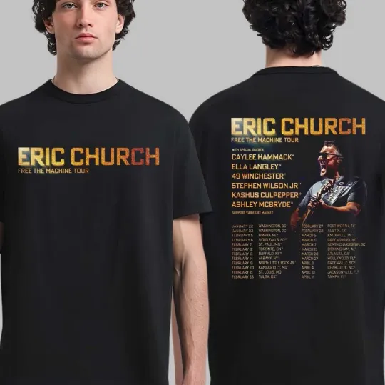 Discover E Church 2026 Free The Machine North America Tour Dates Two-Sided T-Shirt