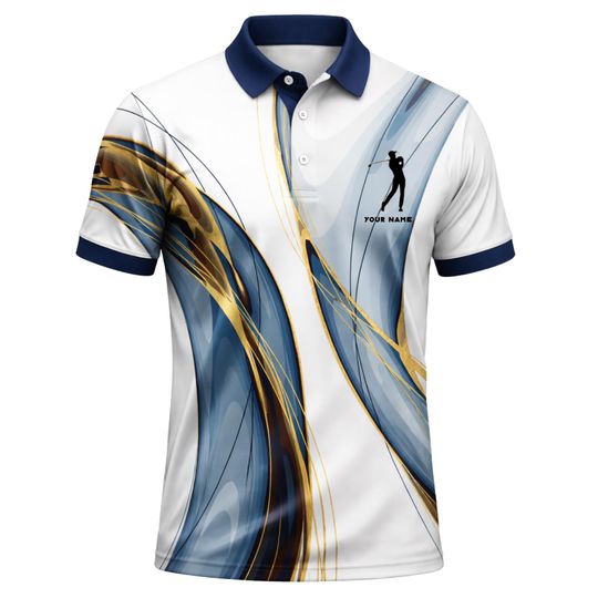 Discover Custom Name Golf Polo Shirt for Men, Personalized Golfer Shirt, Abstract Pattern Golf Shirt, Gift for Golf Lovers